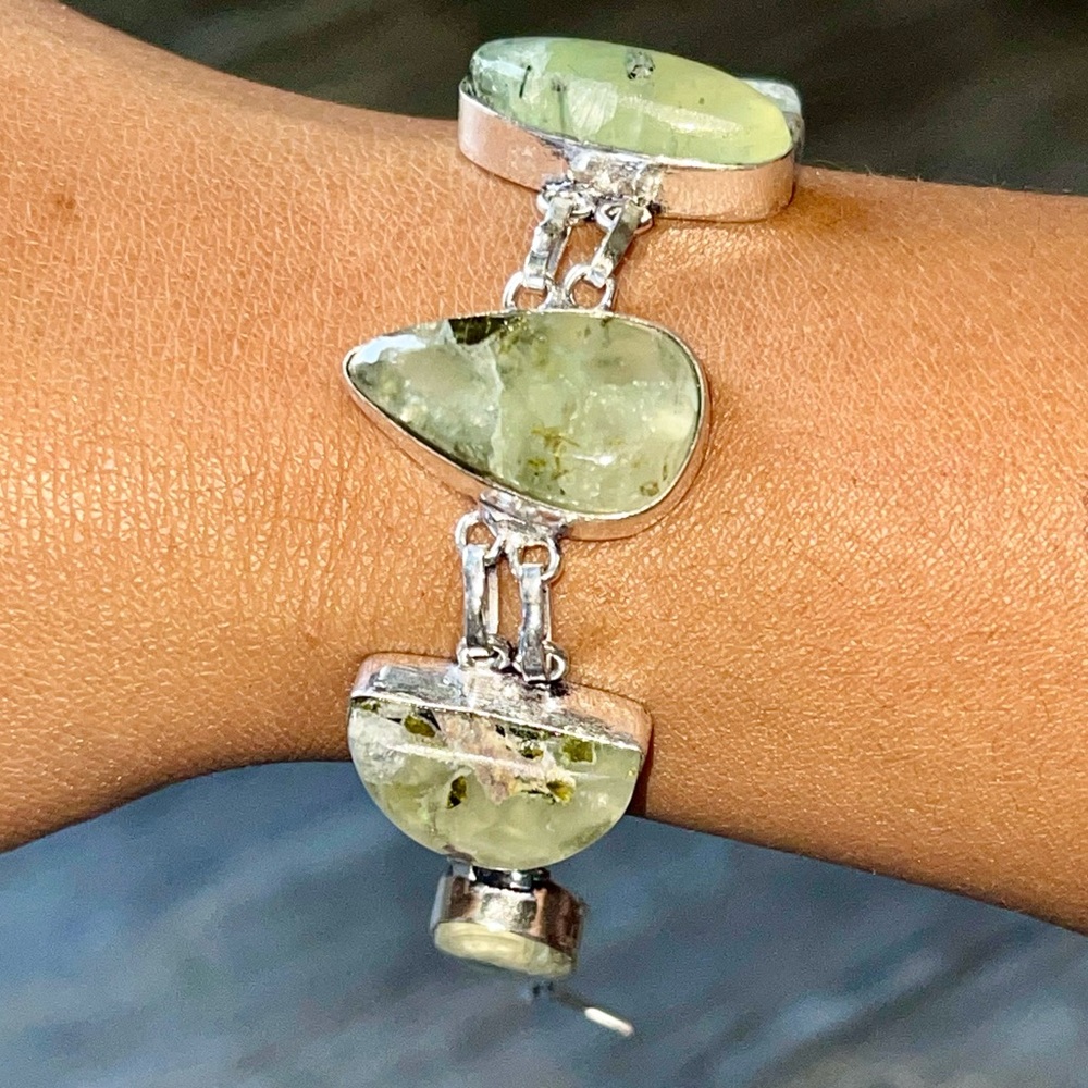 Yellow Green Prehnite Bracelet 6 1/2” - 7 1/2”